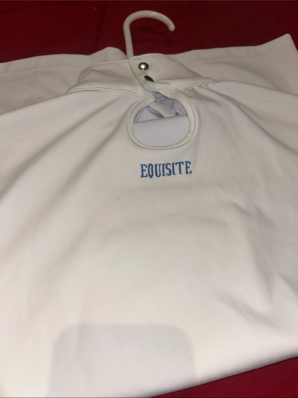 Equisite White Equestrian Top with Blue Logo